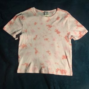 marble pink cotten t-shirt / crop top